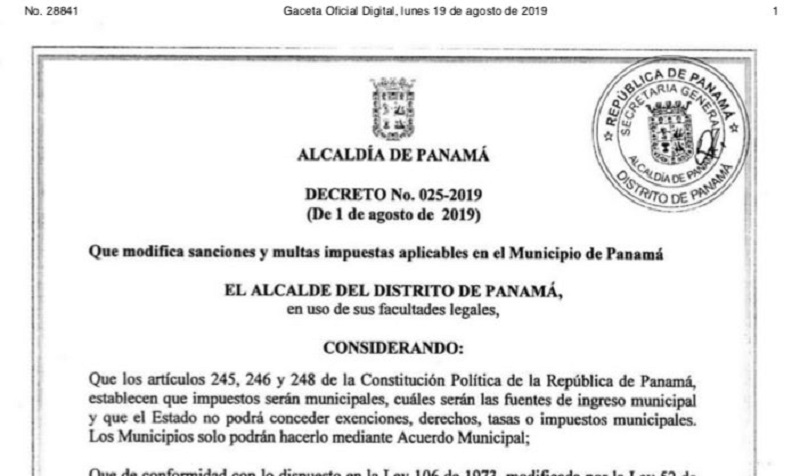 Municipio de Panamá oficializó aumento de sanciones
