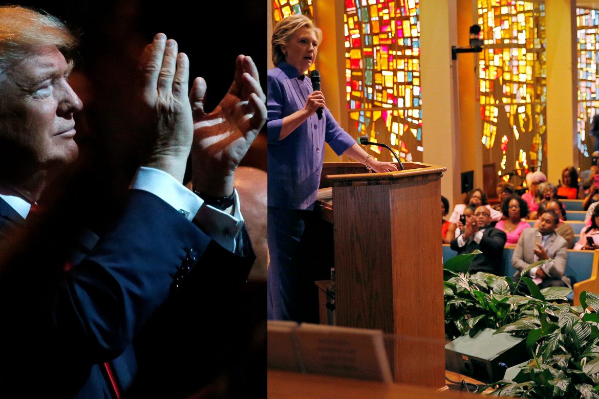 Doland Trump y Hillary Clinton buscan votos en las iglesias