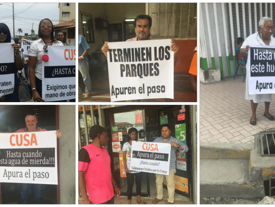 Comerciantes protestan por lentitud en trabajos de Renovación Colón