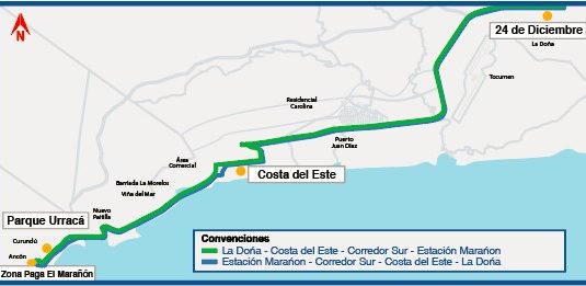 Mi bus realizara cambios de ruta La Doña-Corredor Sur-Costa del Este desde el lunes