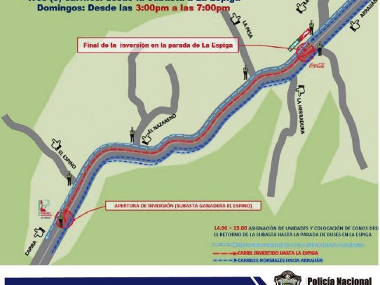 ATTT informa de inversión carriles este domingo desde El Espino hasta la Chorrera