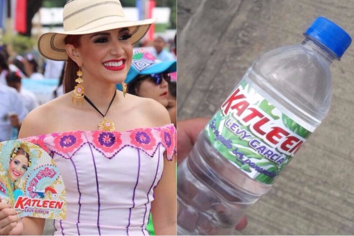 Levy en nueva polémica por repartir botellas de agua y abanicos con su nombre en desfile