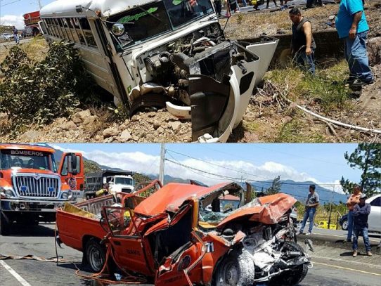 Fuerte colisión entre autobús y un vehículo de los bomberos en Boquete Chiriquí