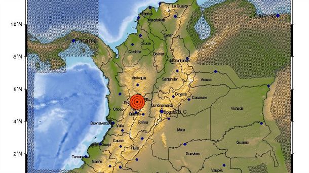 Sismo de 6,2 grados estremeció el centro de Colombia