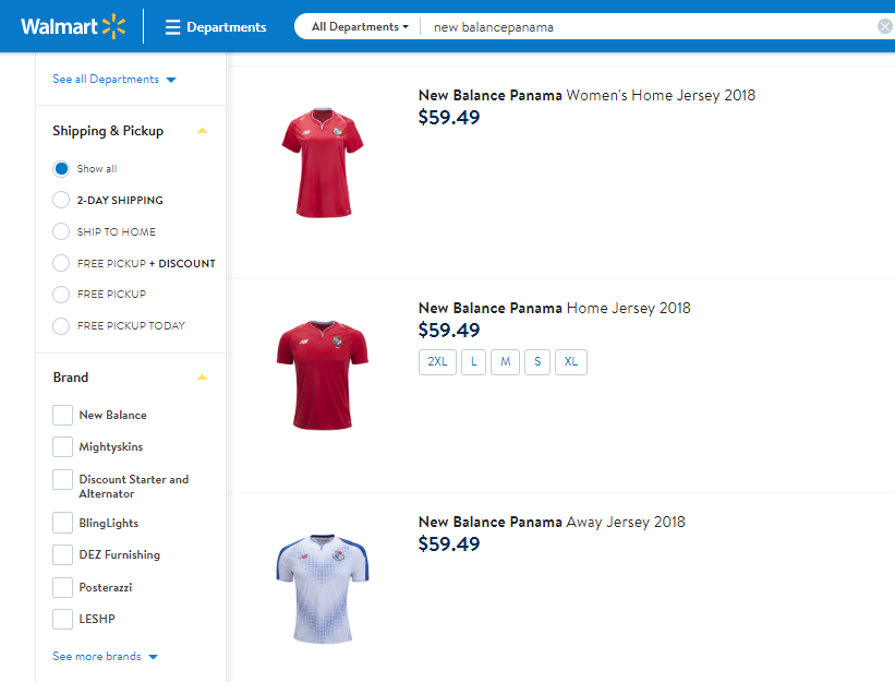 La camiseta original de la selección de Panamá se vende en  $59.49 en Walmart