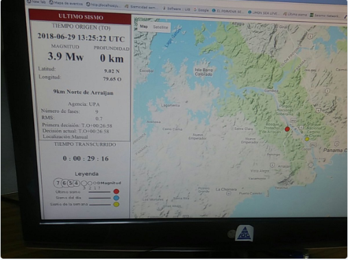 Sismo de magnitud 3.9 fue registrado al norte de Arraiján