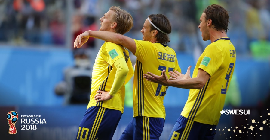 Suecia vence 1-0 a Suiza y pasa a cuartos del Mundial