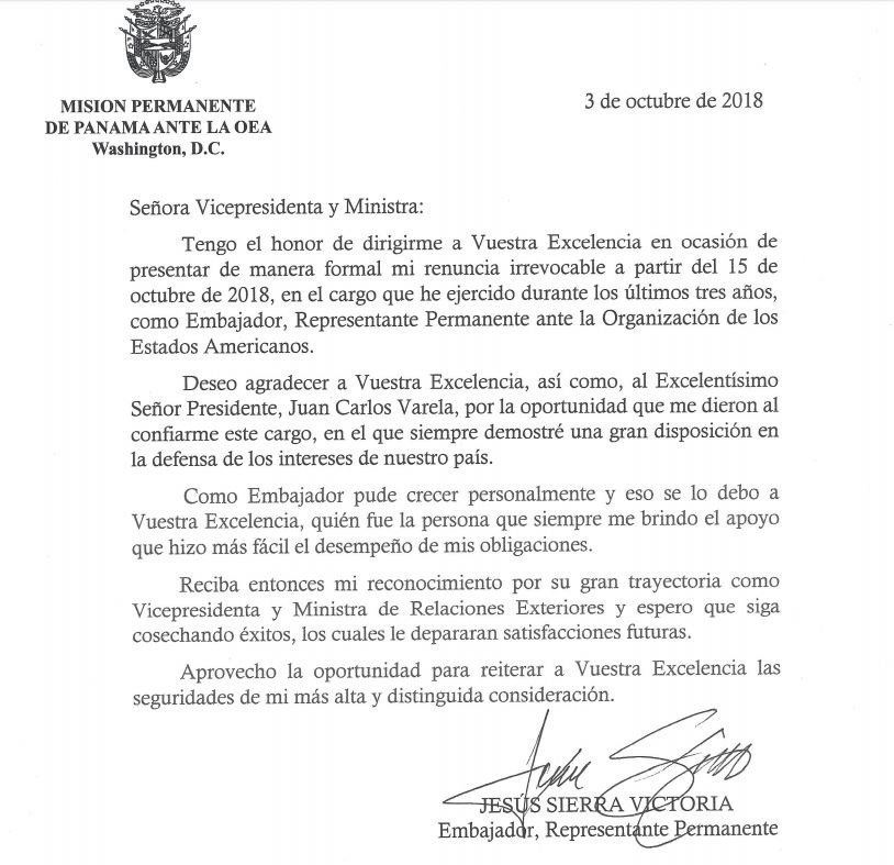 Jesús Sierra Renuncia Como Embajador De Panamá Ante La Oea En Segundos Panama 9300