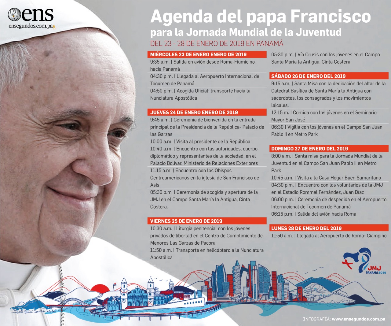 Revelan primeros detalles de la agenda del Papa Francisco en la JMJ