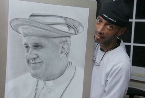 Artista retrata al papa Francisco con Sombrero Pinta'o en vísperas de su visita a Panamá