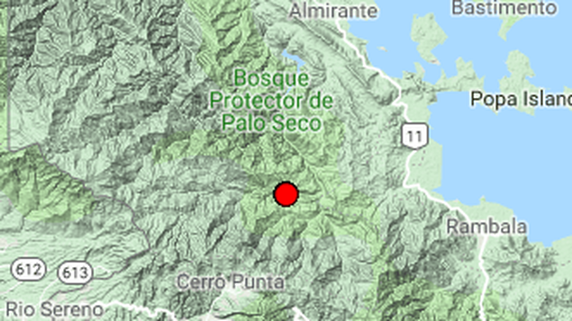 Se registró sismo en Chiriquí con magnitud 2,7 en escala de Richter