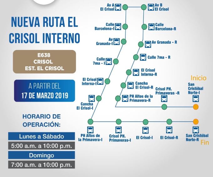 Mi Bus habilitará nueva ruta interna en El Crisol desde el 17 de marzo