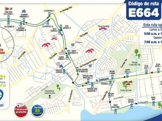 Mi Bus amplia cobertura en la ruta E664 Cincuentenario - Costa del Este
