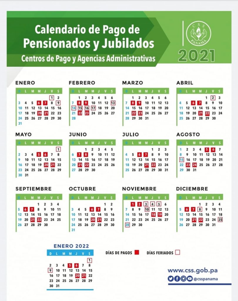 CSS divulga calendario 2021 para pagos a jubilados y pensionados En