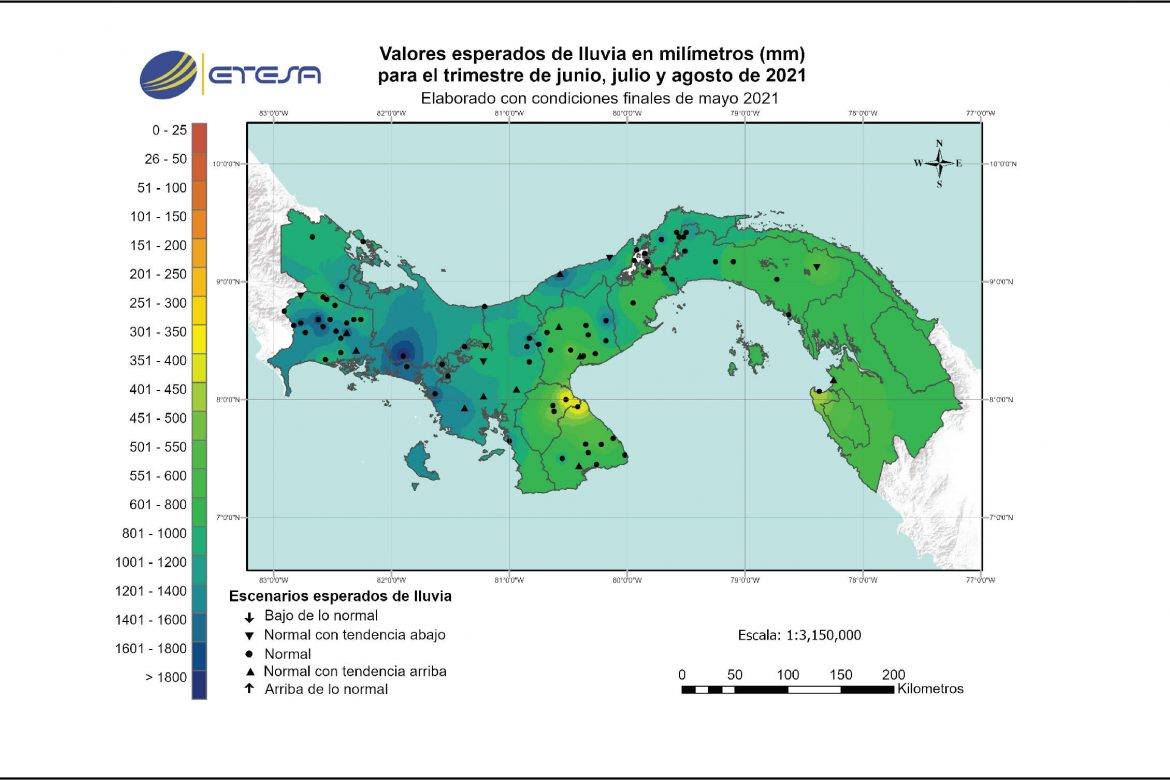 Pronóstico de precipitaciones en Panamá de junio a agosto de 2021