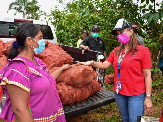 Mujeres rurales Ngäbe reciben 7 mil libras de ñame y ñampí
