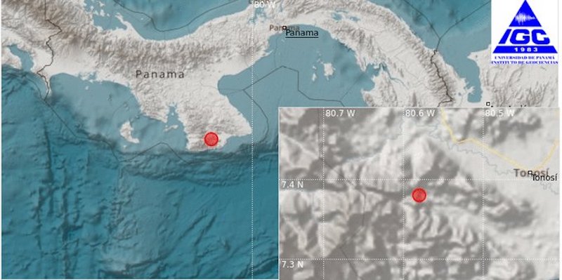 Sismo de 5.0 cerca de Tonosí, Los Santos