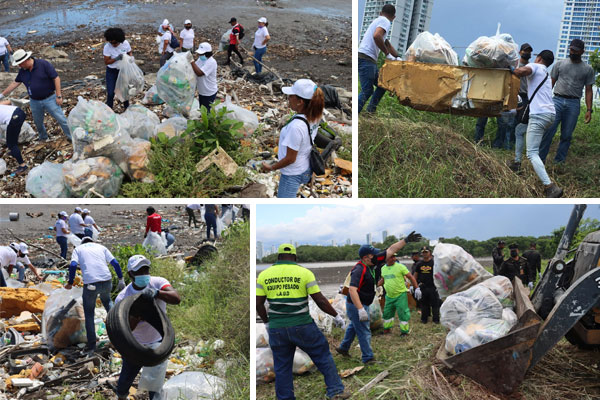 Recolectan más de 10 toneladas de desechos en limpieza de playas en Panamá Viejo