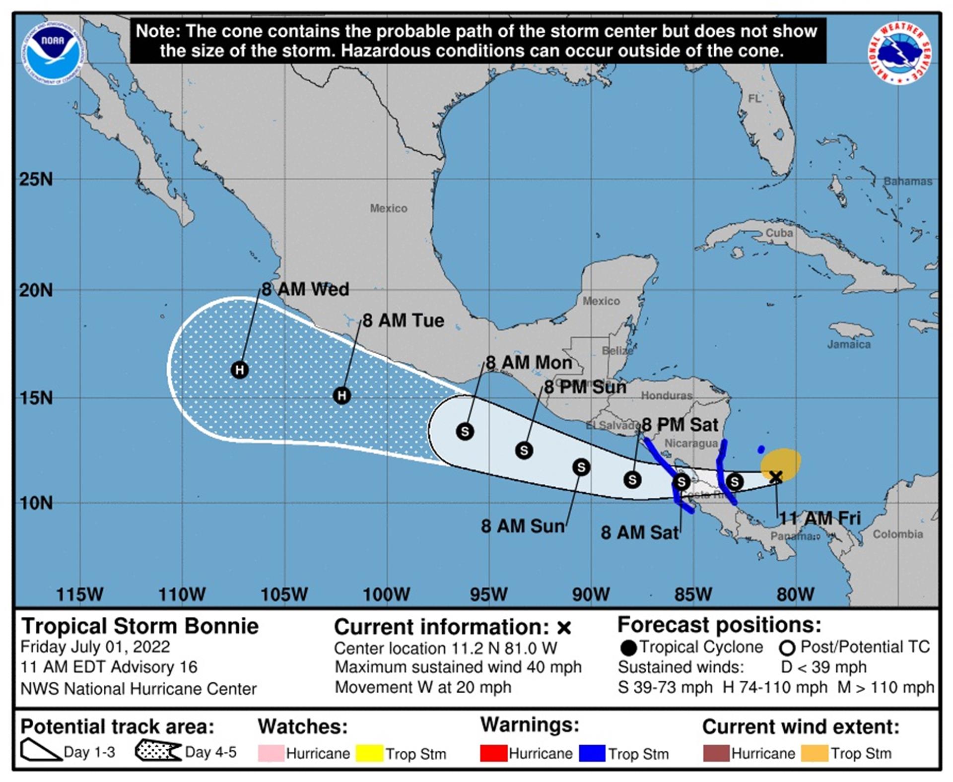 Se forma “Bonnie”, la segunda tormenta tropical del año en el Atlántico