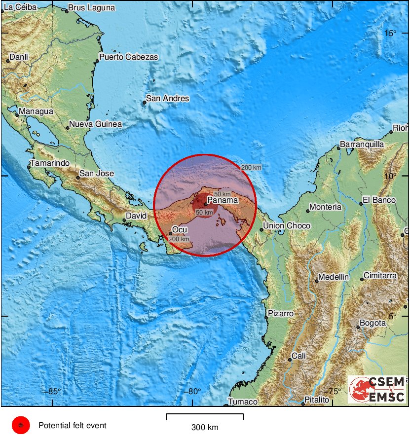 Dos sismos se produjeron pasadas las diez de la noche de hoy en Panamá y Colombia