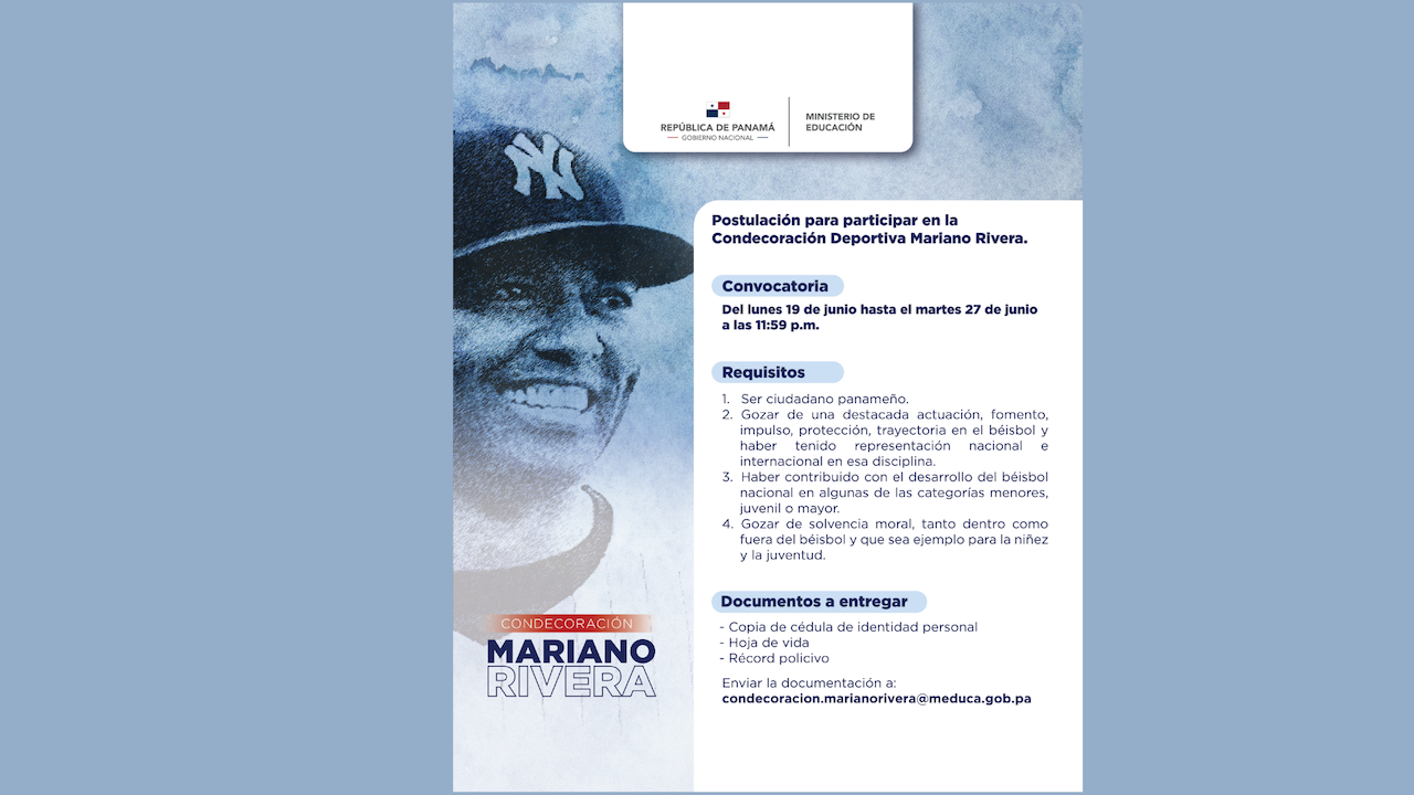 El 27 de junio cerrará convocatoria para postulaciones de la Condecoración Mariano Rivera
