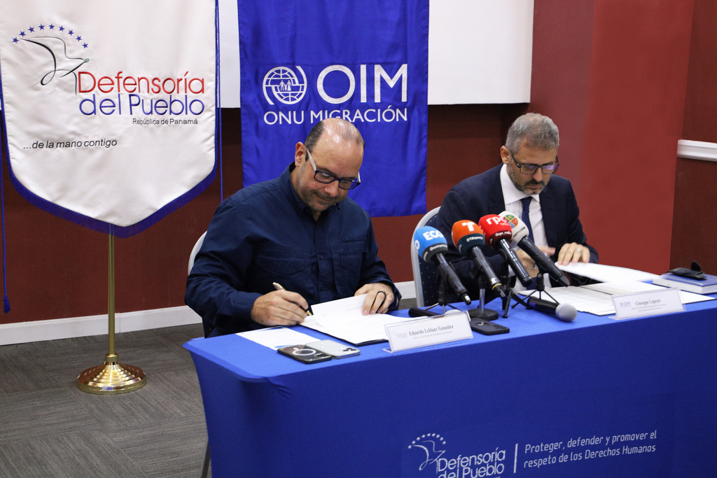Defensoría del Pueblo y OIM firman convenio para fortalecer acciones en DDHH