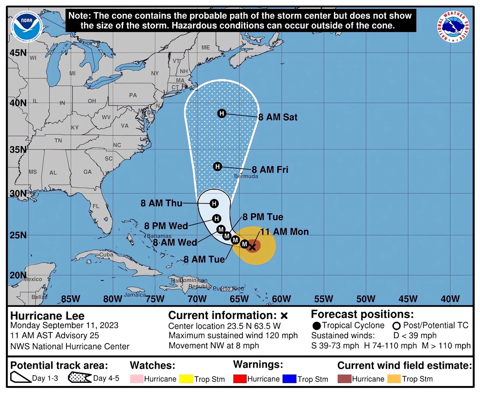 Lee prosigue como un huracán mayor en el Atlántico y Margot está cerca de ser huracán
