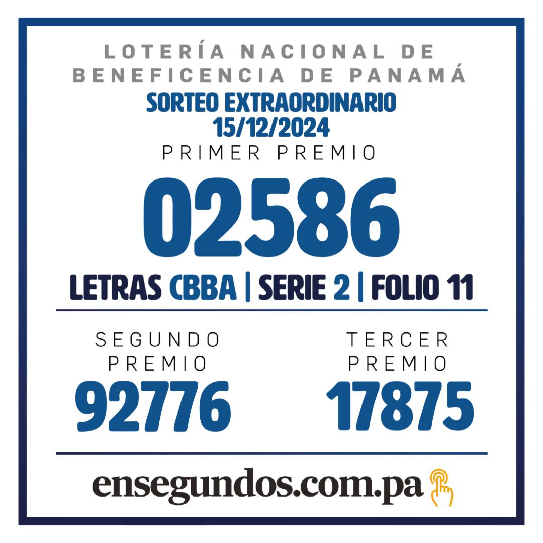 Lotería Extraordinaria del domingo 15 de diciembre del 2024