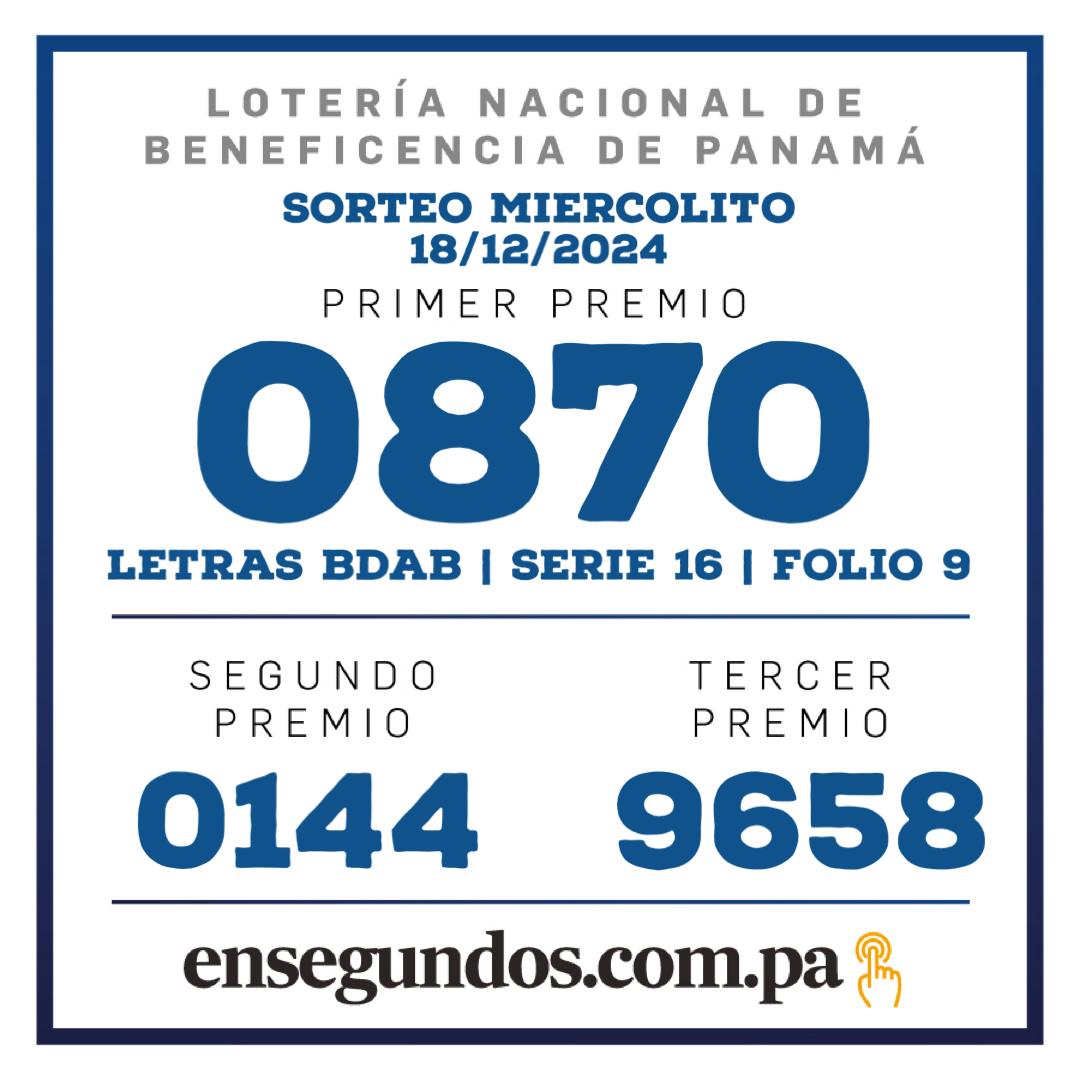 Lotería, miércoles 18 de diciembre del 2024