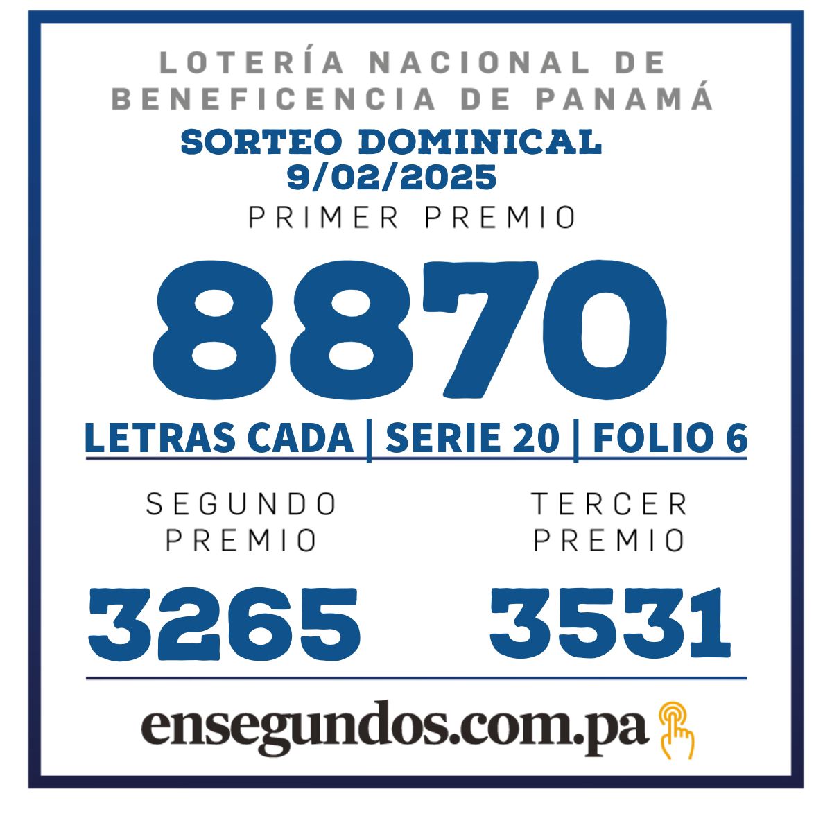 Lotería, domingo 8 de febrero del 2025