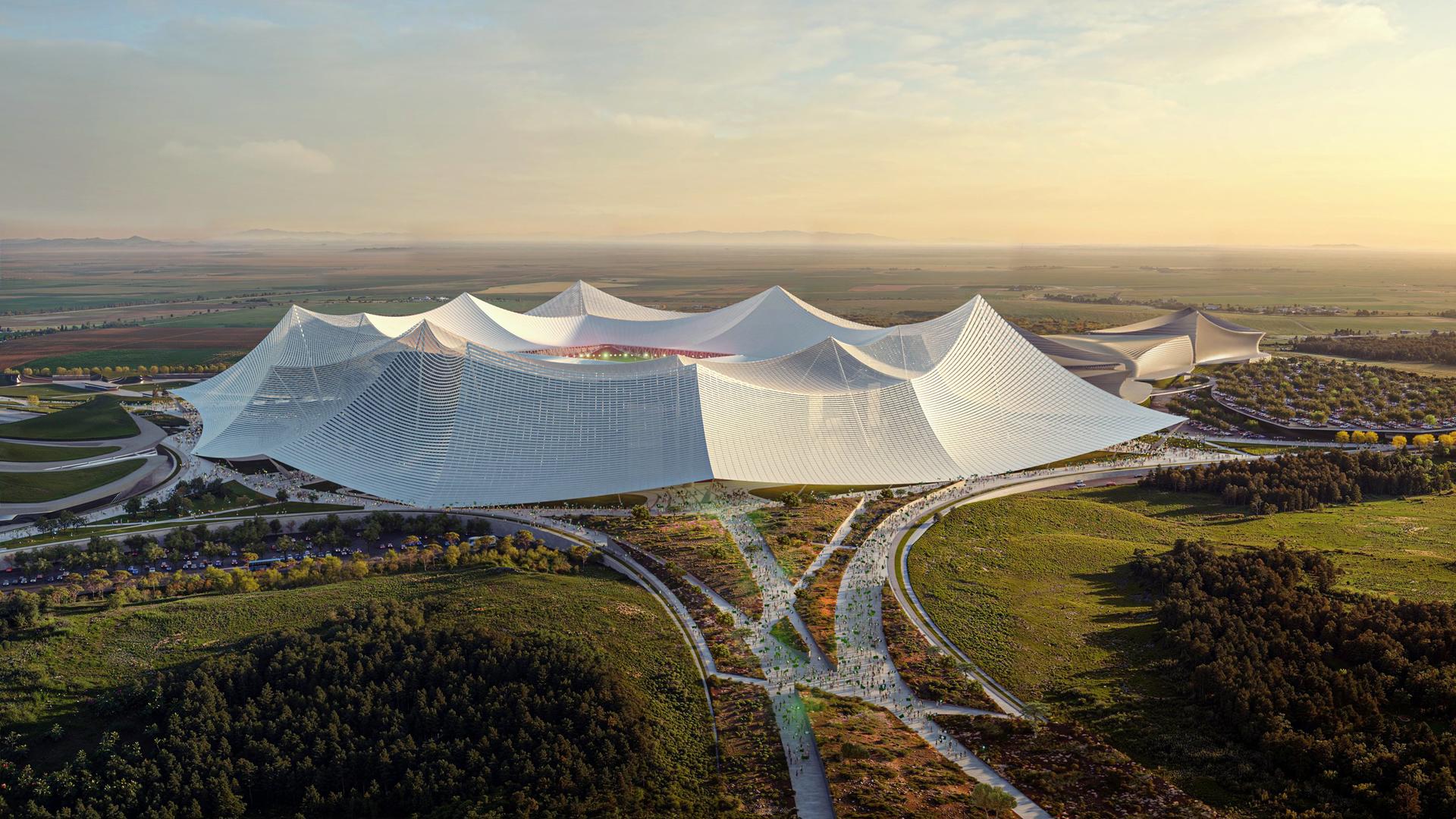 Una carpa gigante conectada a la naturaleza, así será el Gran Estadio de Marruecos