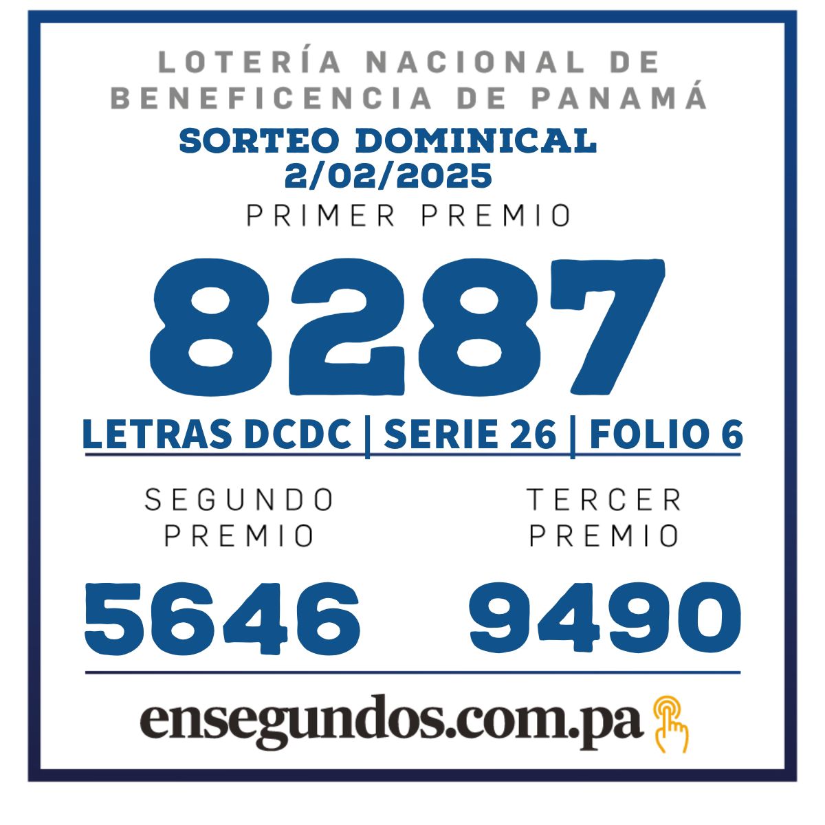 Lotería, domingo 2 de febrero del 2025