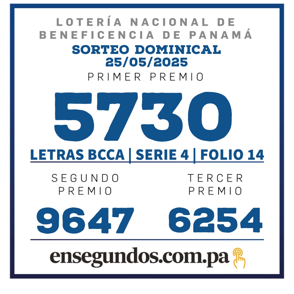 Lotería, domingo 25 de mayo del 2025