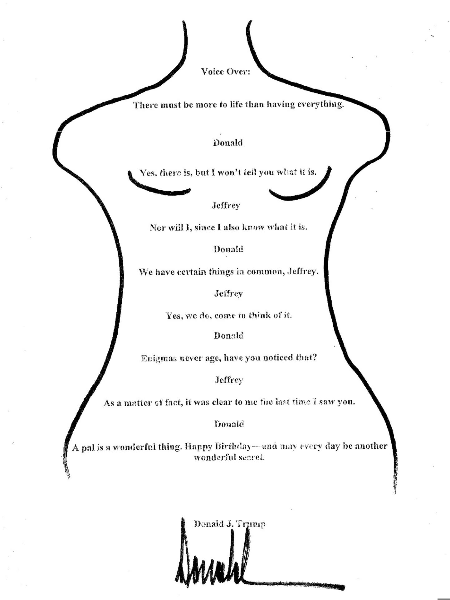 Demócratas publican carta dirigida a Epstein firmada Trump, pero él niega su autoría