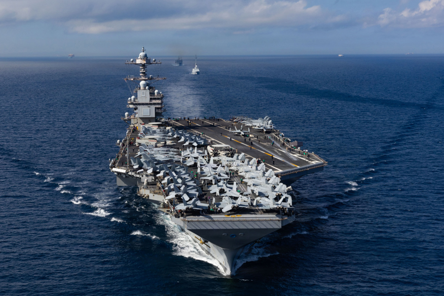 Portaviones nuclear estadounidense USS Gerald R. Ford. EFE/ Cati Cladera ARCHIVO.