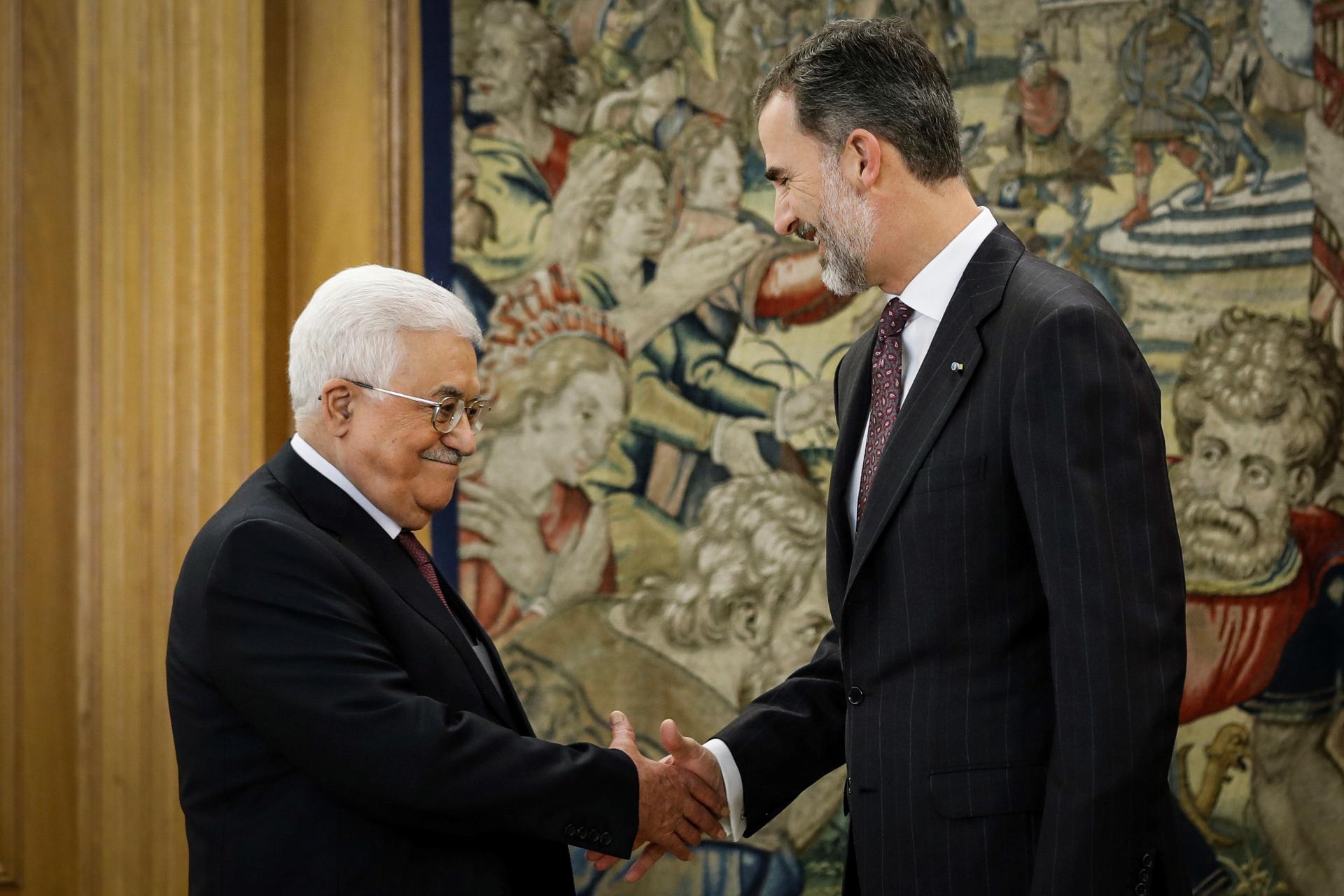 El rey Felipe VI recibirá el miércoles al presidente palestino Mahmoud Abbas