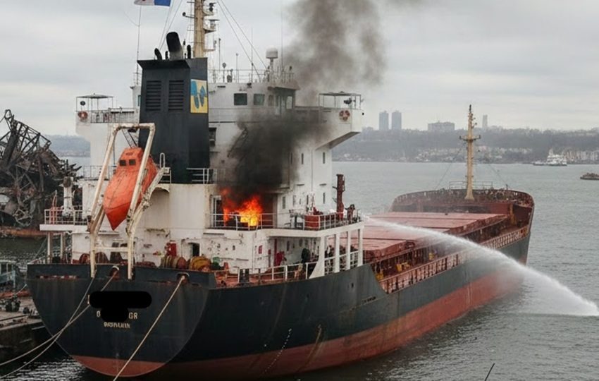 Nave con bandera panameña es atacada con dron en Odesa