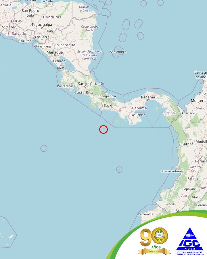 Sismo de magnitud 4.3 sacude aguas panameñas