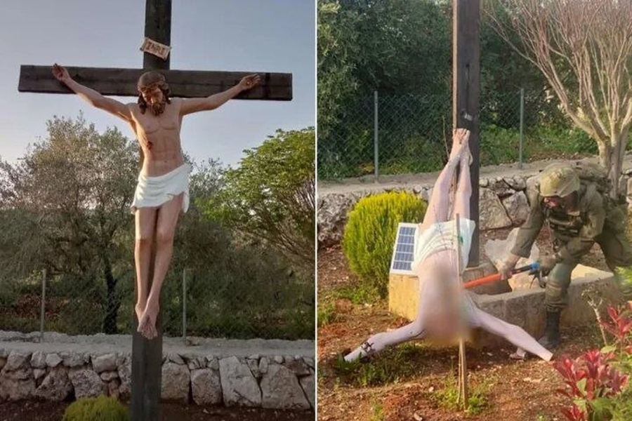 Condena mundial al vandalismo en Líbano de soldado israelí contra un Cristo crucificado
