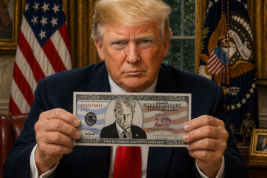Trump podría aparecer en un nuevo billete de 250 dólares estadounidenses