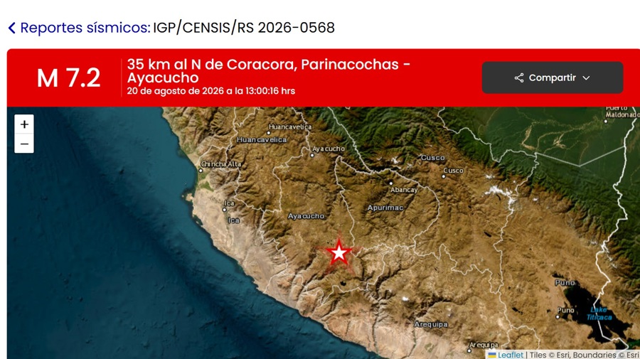 Terremoto de magnitud 7,2 en Perú afectó 122 viviendas y a tres lesionados, dice reporte