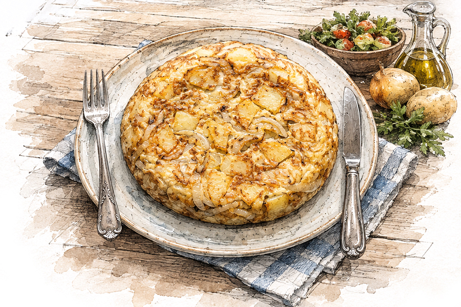 La tortilla de patata, mejor con cebolla, supera a la paella como plato español más típico