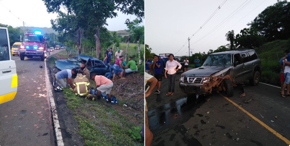 Colisión entre camioneta 4x4 y auto sedán deja 5 heridos en El Muñoz