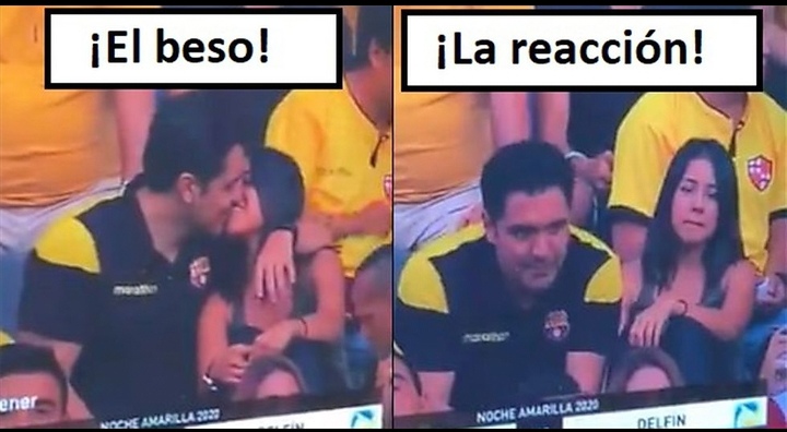 Pillados por una "Kiss Cam" en Ecuador