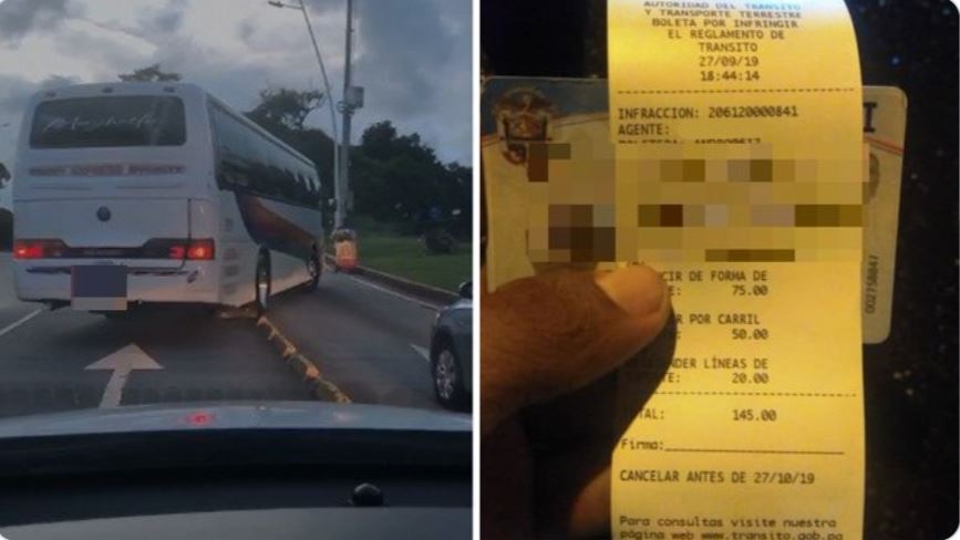 Multan por $145 a chófer de bus que manejaba desordenado por la Cinta Costera 3