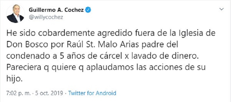 Enfrentamiento entre Guillermo Cochez y Raúl St. Malo padre