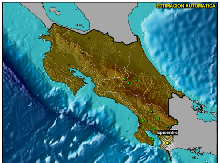 Se registra sismo de magnitud 5.1 a 13 km de Puerto Armuelles