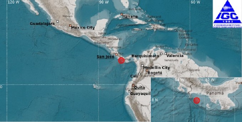 Se registra sismo de de 5.2 de magnitud en Chiriquí