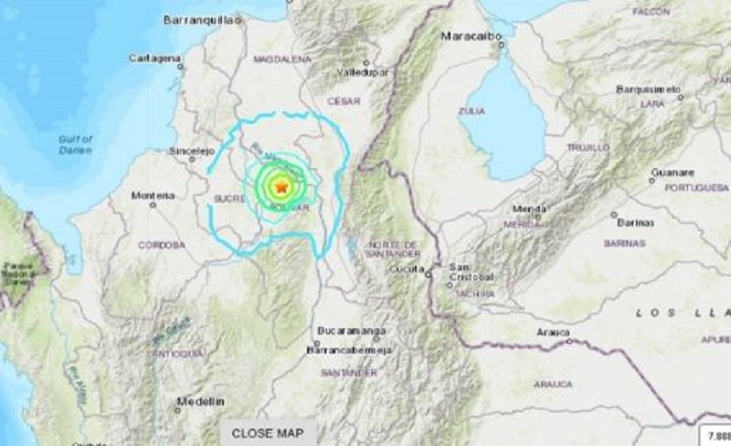 Sismo de magnitud 5,7 sacude el norte de Colombia