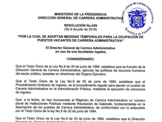 Gobierno de Cortizo autoriza nombramientos sin concurso